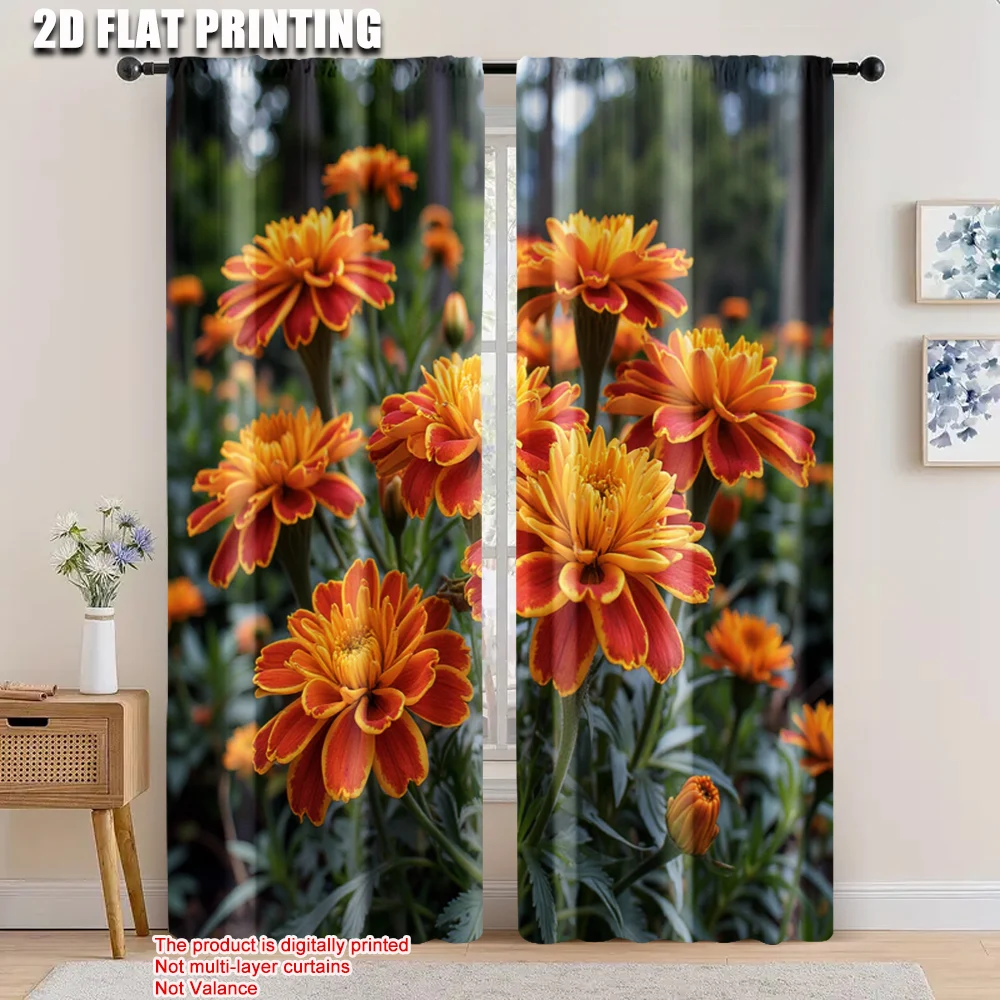 

2pcs, 2D flat printing Party Curtain Colored flowers Light Filter Party Decorations for Multipurpose Various Event Decoration