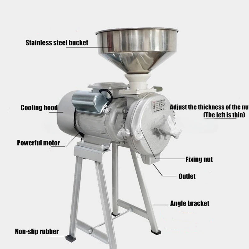 Electric Grain Mill Grinder Commercial Grinding Machine for Corn Spice Herb Coffee Dry Grain Soybean Bean Crusher Pulverizer