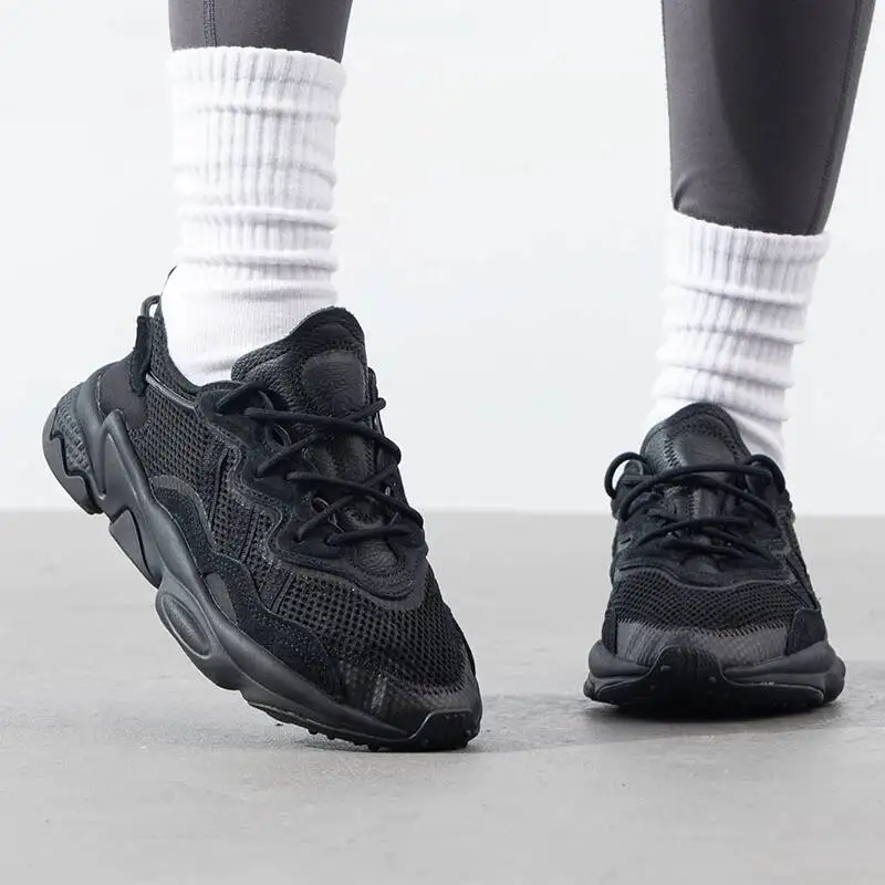 Adidas Originals EE6999 Unisex All Black Chunky Dad Sneakers Mesh Suede TPU Adiprene Cushion Non Slip Rubber Retro Casual Shoes