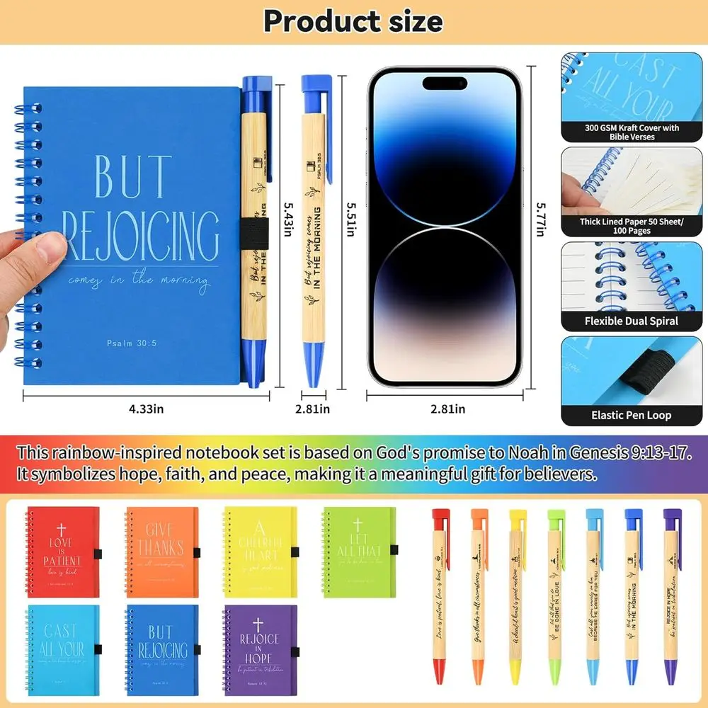 Bulk 56-Set Multicolor Christian Prayer Journals: Small Spiral Notebooks & Pens for Church, Inspirational Gifts, and Bible Studi