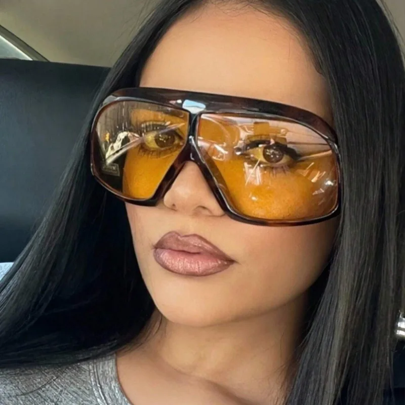 Retro Großen Rahmen Frauen Quadrat Sonnenbrille Marke Schwarz Runde Gradienten Coole Männer Sonnenbrille Ein Stück Designer Pilot Sonnenbrille – Detail 3