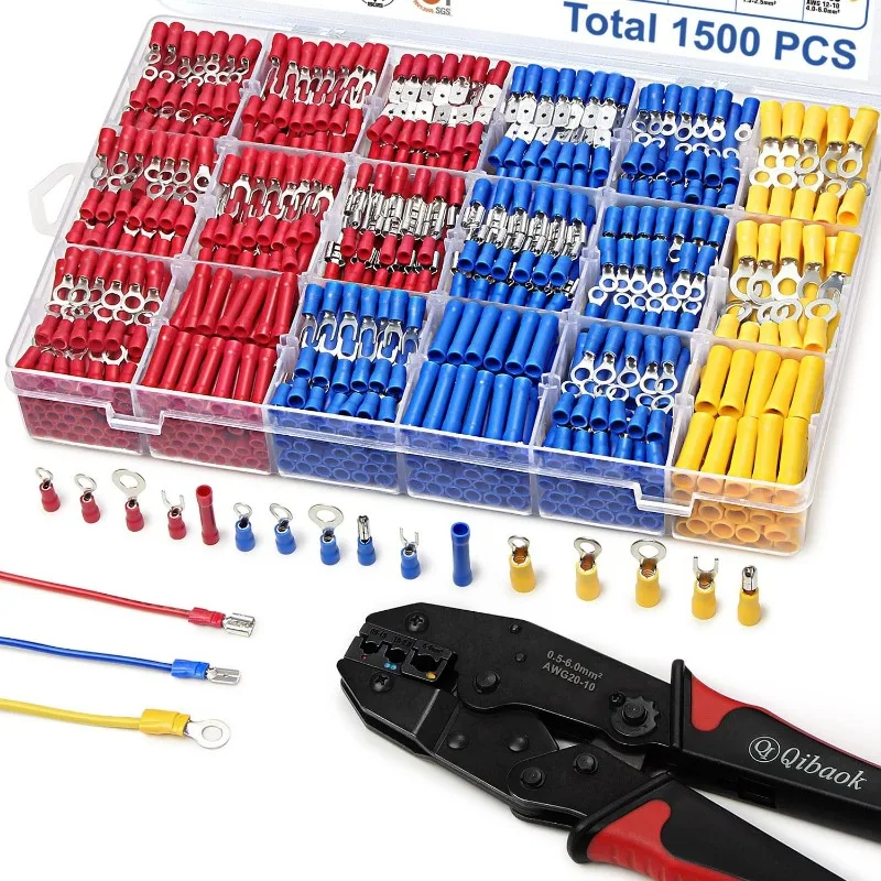 1500pcs Cold Compression Terminal Terminals Terminal Block Connector Wire Connector