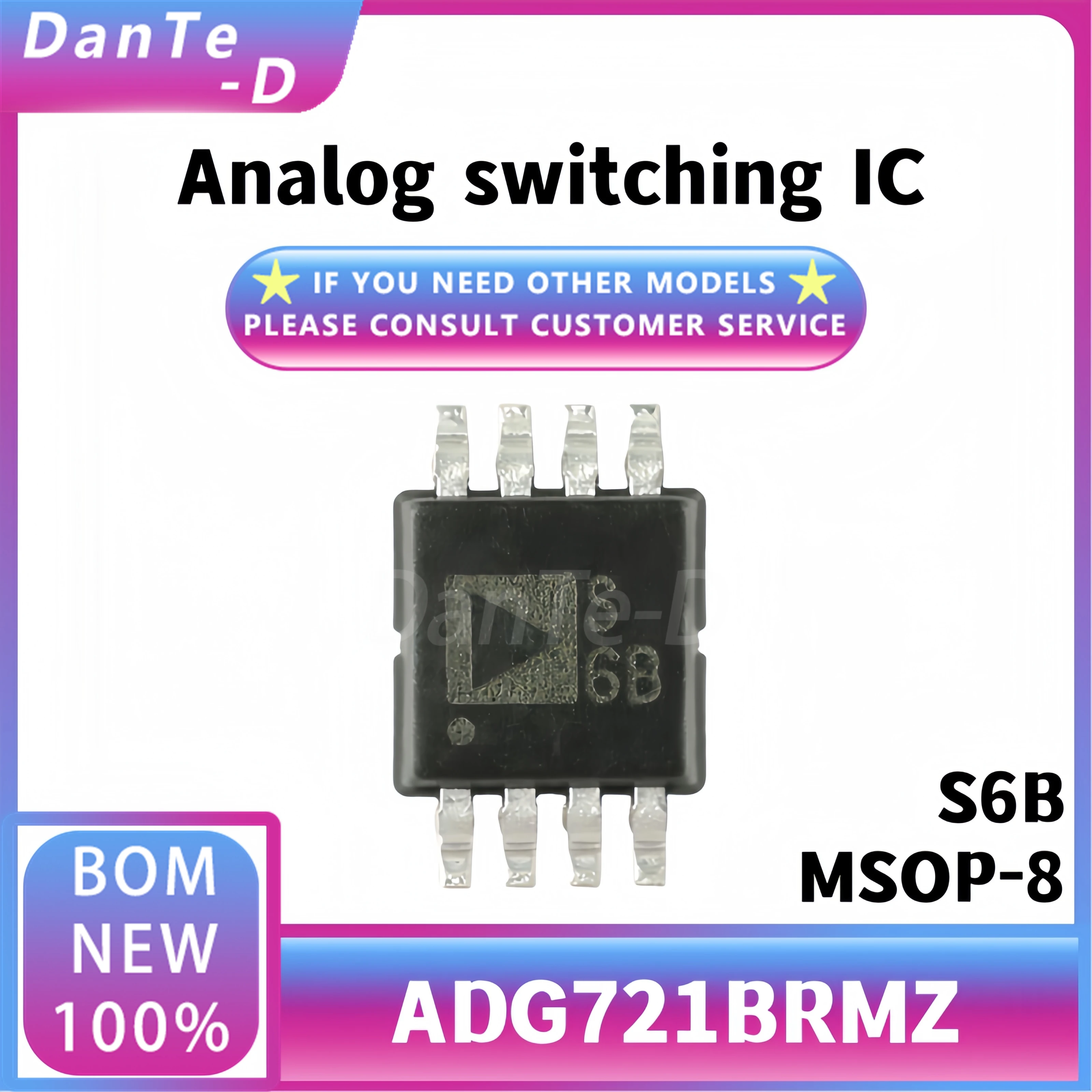 ADG721BRMZ New original ADG721BR MSOP-8 CMOS dual channel single pole single throw switch