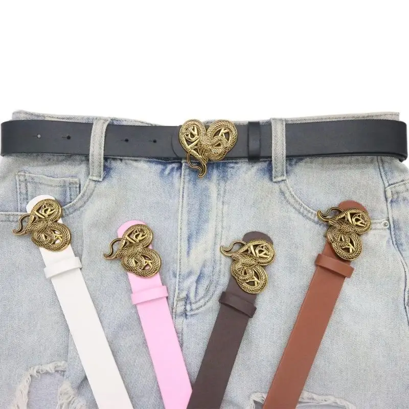 

652F Elegant Heart Snake Belt Decorative Waist Belt Elegant Comfortable Waistband for Students and Professional