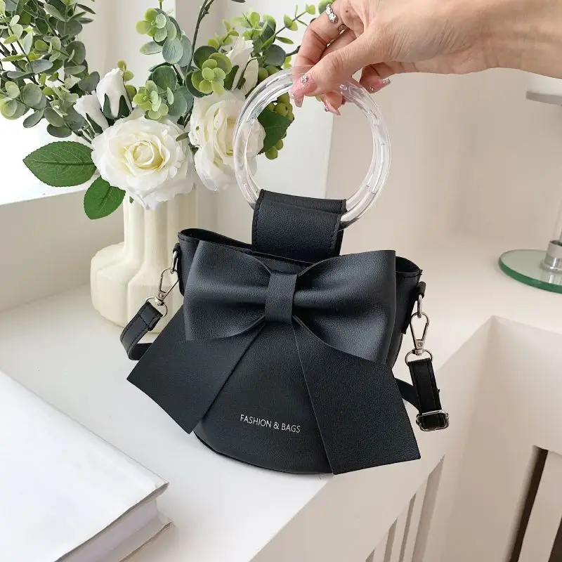 Lovely and Sweet Bowknot Bags for Women 2023 Summer New Fashion All-match Crossbody Bags Bucket Elegant Handbags