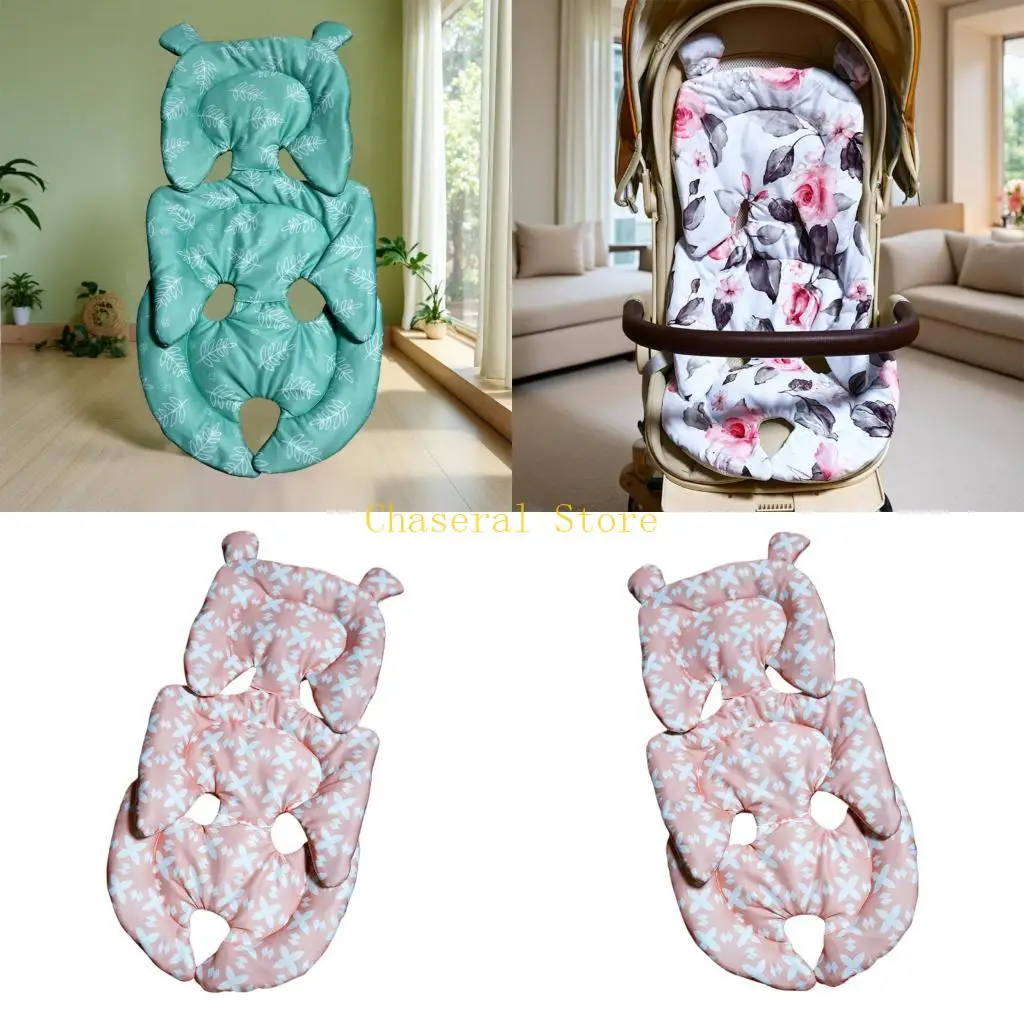 E7CE Reversible Strollers Pad Infant Car Liner Cotton Fabric For Comfort Support