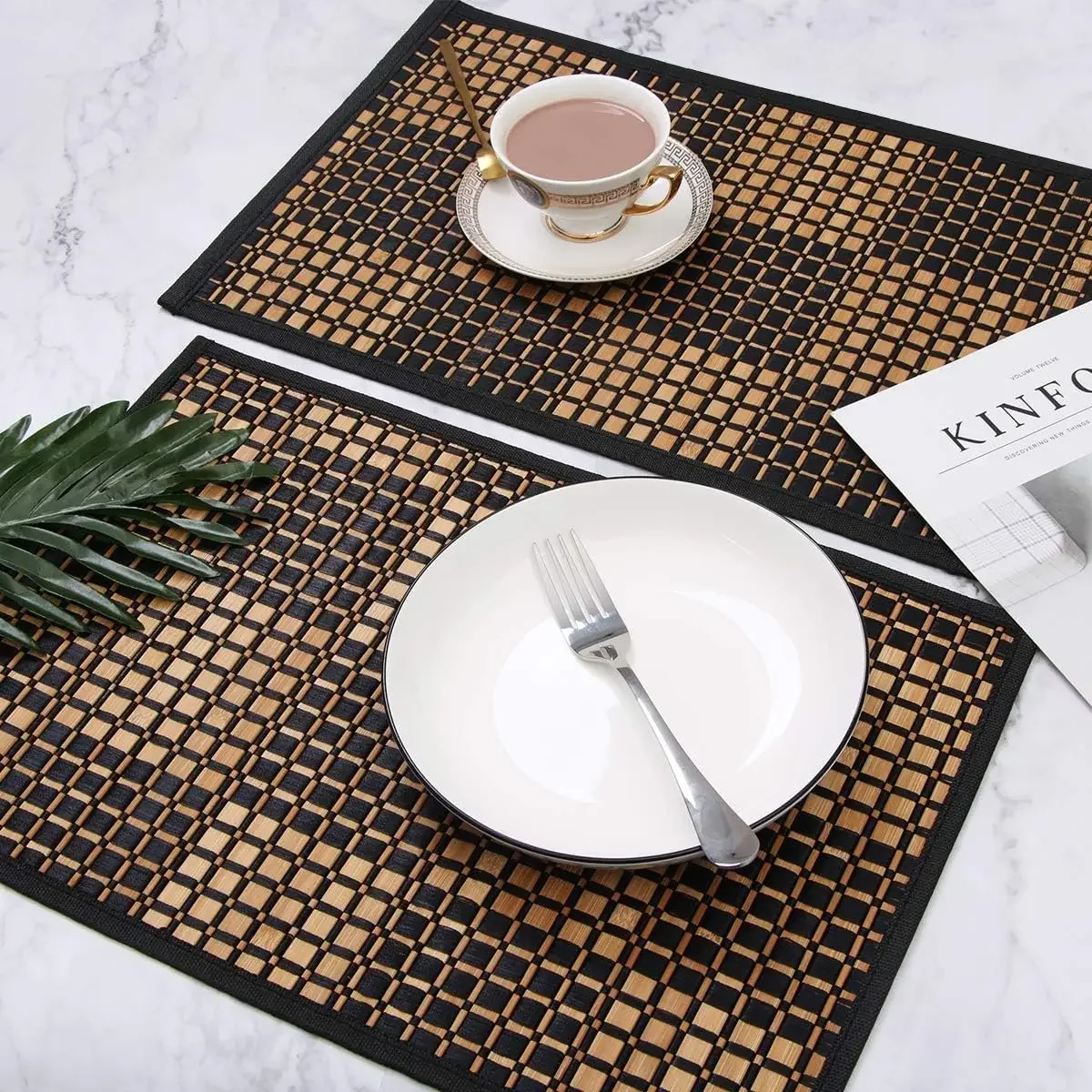 Bamboo Placemats for Dining Table,Placemats Set of 4,Stain-Resistant,Heat-Resistant Durable Sturdy Dining Place Mats for Kitchen