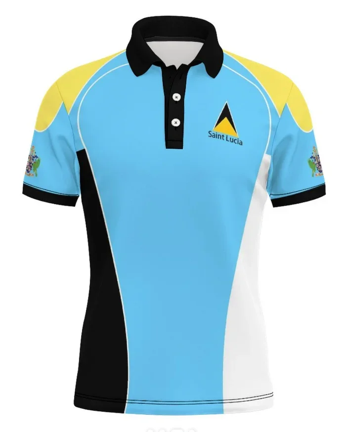 Saint Lucia 3D printed polo shirt personalized customization Tops