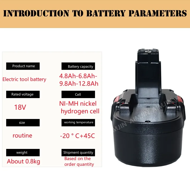 BAT180 18V 6800mAh Ni-MH Rechargeable Tools Battery For Bosch BAT160 BAT189 BAT025 1662B 1644K PSB 18VE 3860K 22618 52318