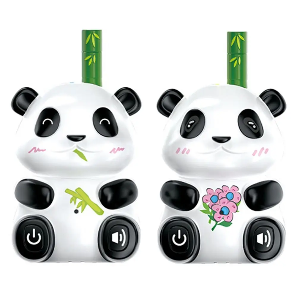 2 個のパンダ子供用トランシーバーおもちゃトランシーバー放射線なしミニハンドヘルドトランシーバーハングロープ付きバッテリー駆動