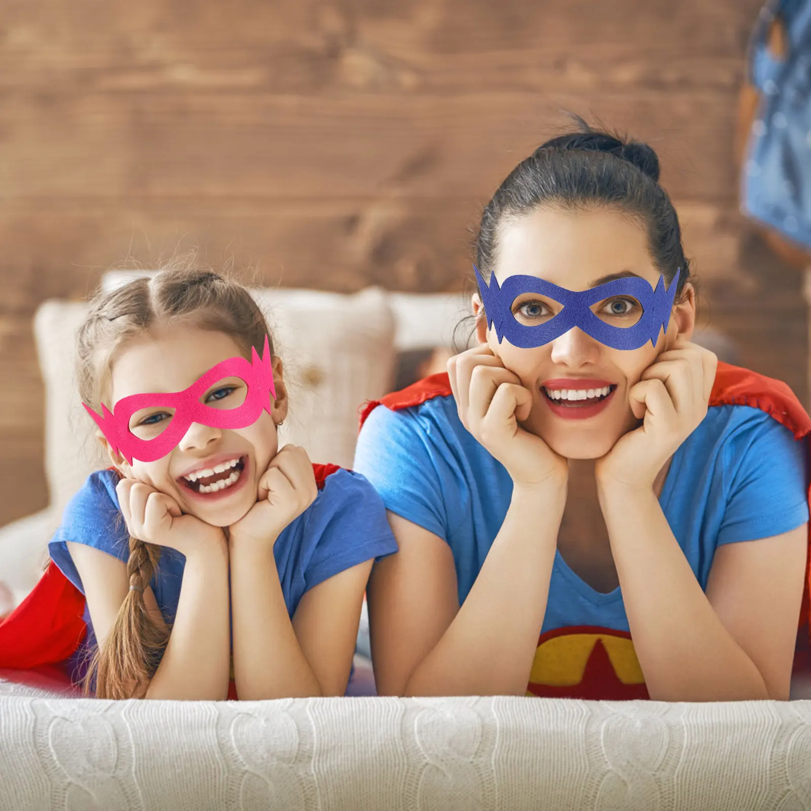 6pcs Eye Mask Set Soft Children Costume Party Masks Halloween Christmas Masquerade Superhero Blue Green Pink Purple Black Red