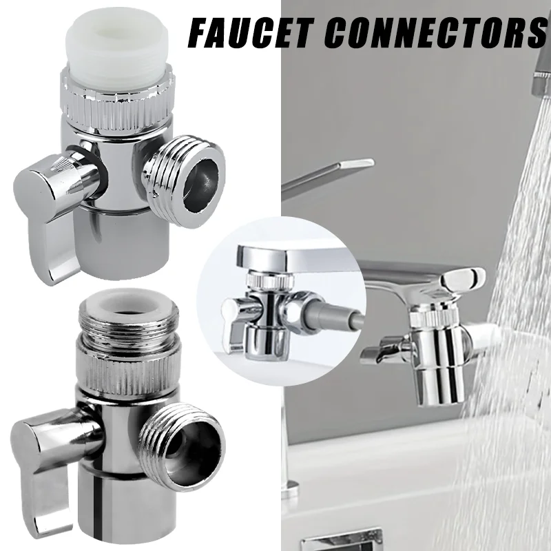 Plastic/Zinc Alloy Switch Faucet Adapter Kitchen Sink Splitter Diverter Valve Water Tap Connector for Hower Bathroom Kitchen