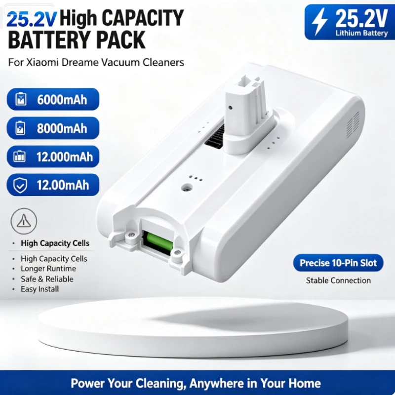 For Xiaomi 12000mAh Replacement Vacuum Cleaner -Spare Battery  Dreame V8,V9,V10,V10Pro,VVN3,VVN4,VVN5,XR Lithium