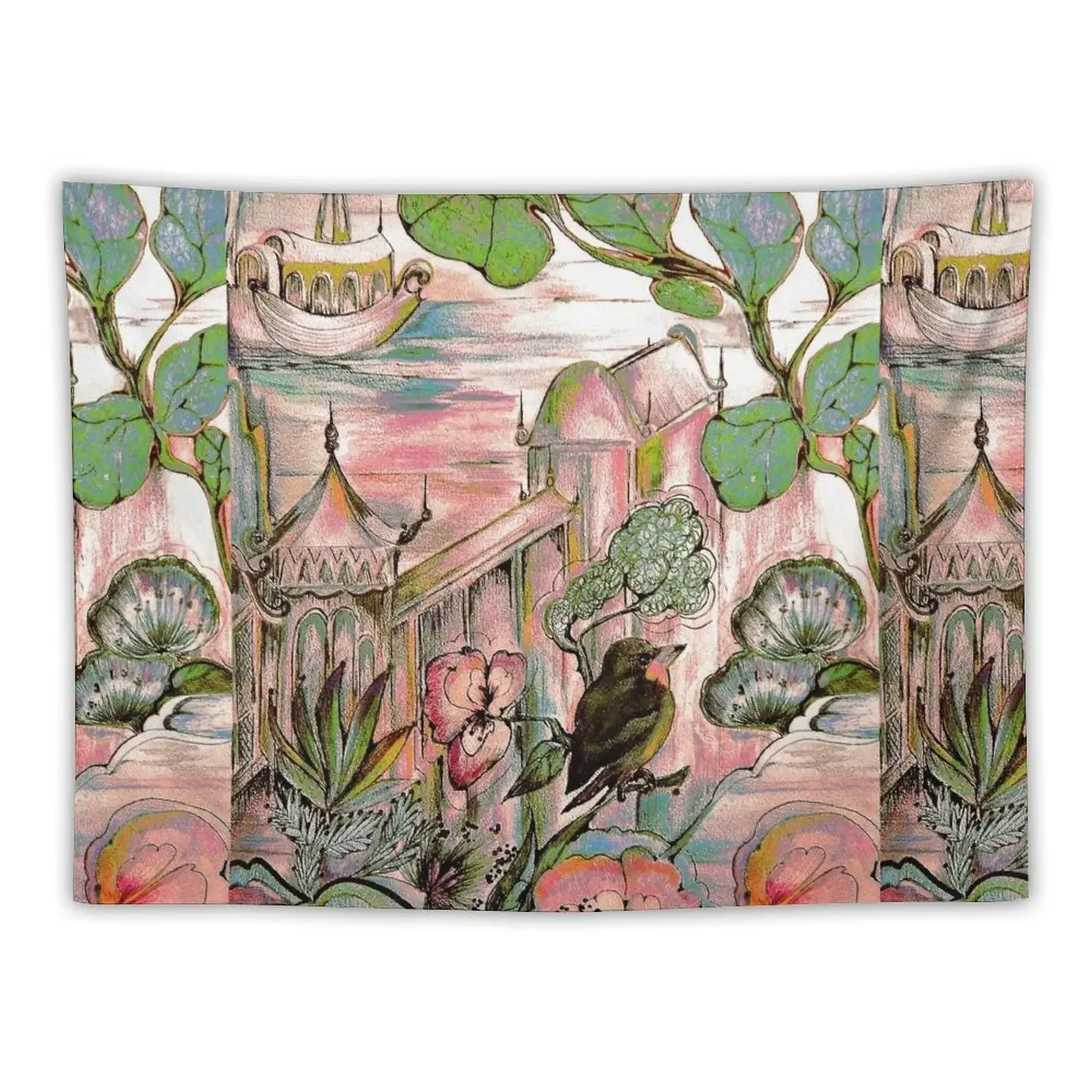 

ORIENTAL DECO DESIGN PAGODA ASIAN ART POSTER ABSTRACT PRINT Tapestry House Decor Aesthetic Room Decor Korean Tapestry