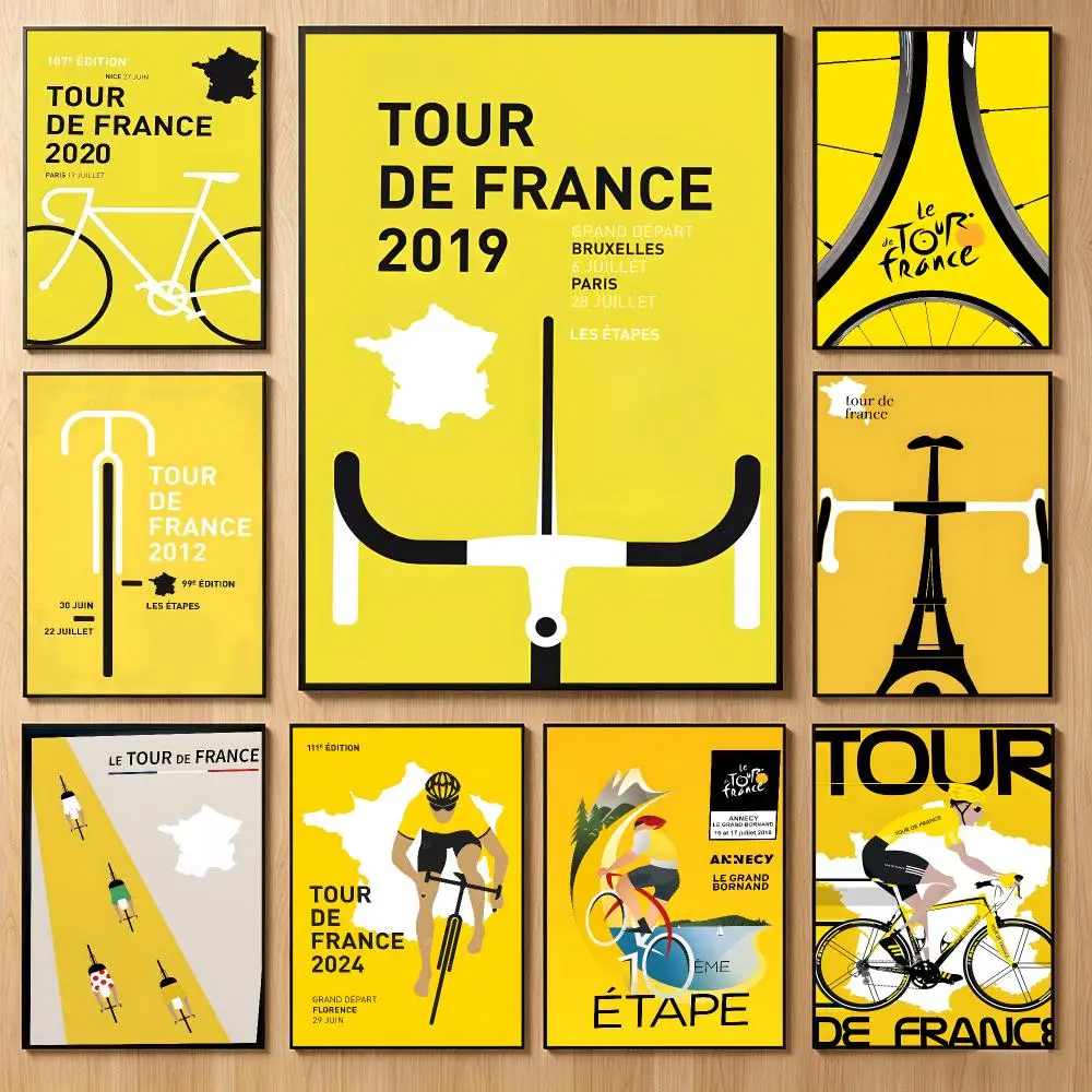 Competitive Sports T-Tour De France Poster Classic Self-Adhesive PP Wall Sticker for Living Room Bar Decor Gift