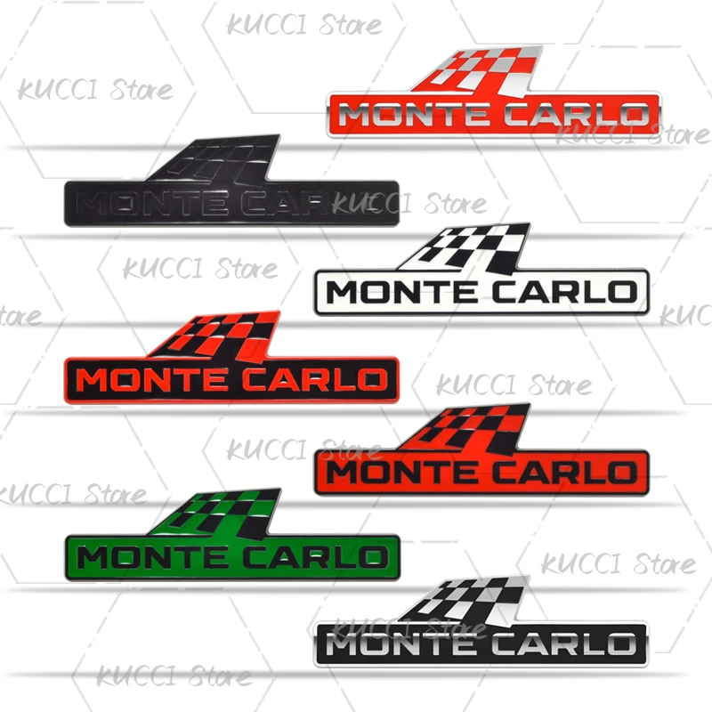Alloy Metal Monte Carlo Racing Flag Grille Emblem Rear Trunk Badge Sticker For Skoda Fabia Octavia Kodiaq Superb VRS Kamiq Rapid