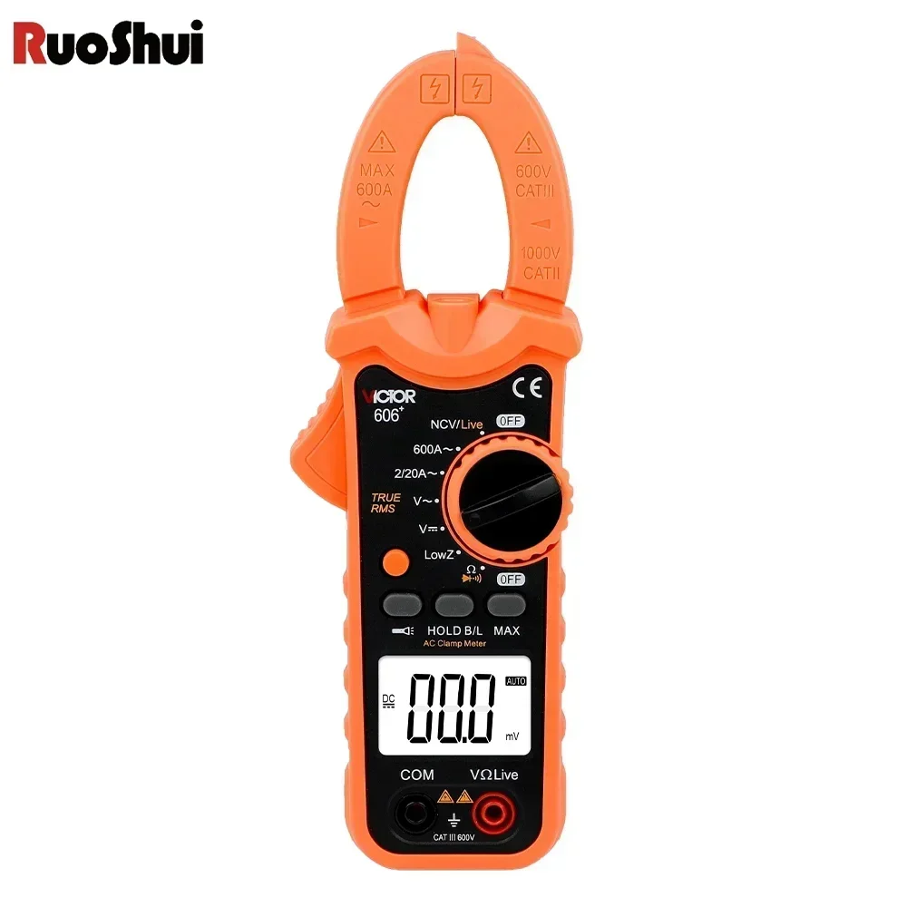 Victor 606+ Digital Clamp Meter TRUE RMS DC/AC Multimeter Ammeter Voltage Tester Car Hz Capacitance NCV Ohm Pinza Amperimetrica