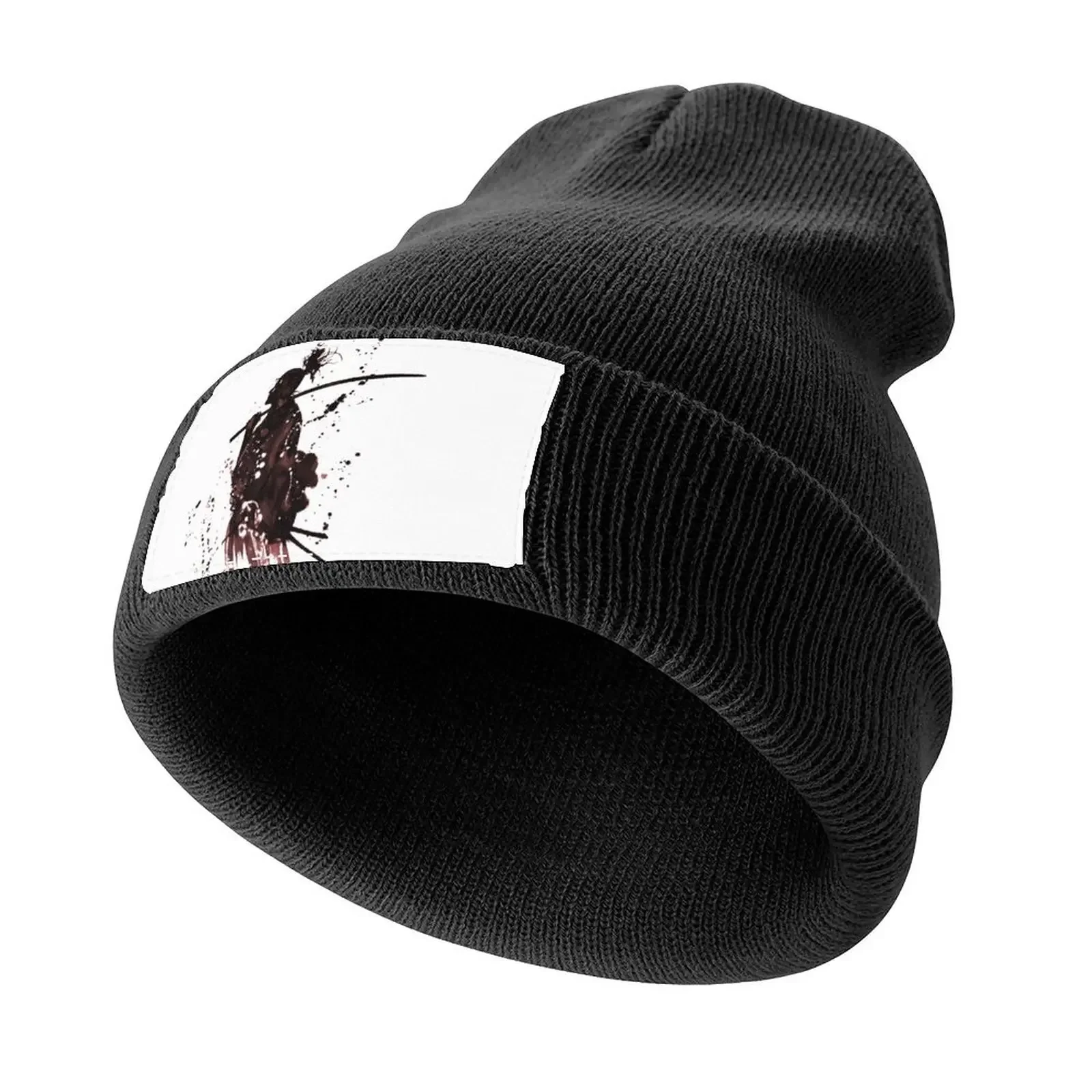 

Man Holding Sword Illustration Knitted Cap Christmas Hat Luxury Brand derby hat Designer Man Women's