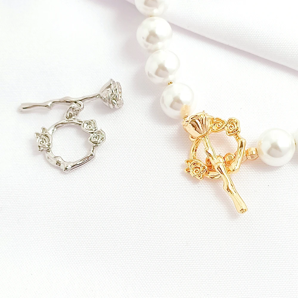 3 Pieces Brass Coated Gold Rose Branches, Flower Garlands, OT Buckles DIY Jewelry Making Necklace Bracelet Accessories Materials
