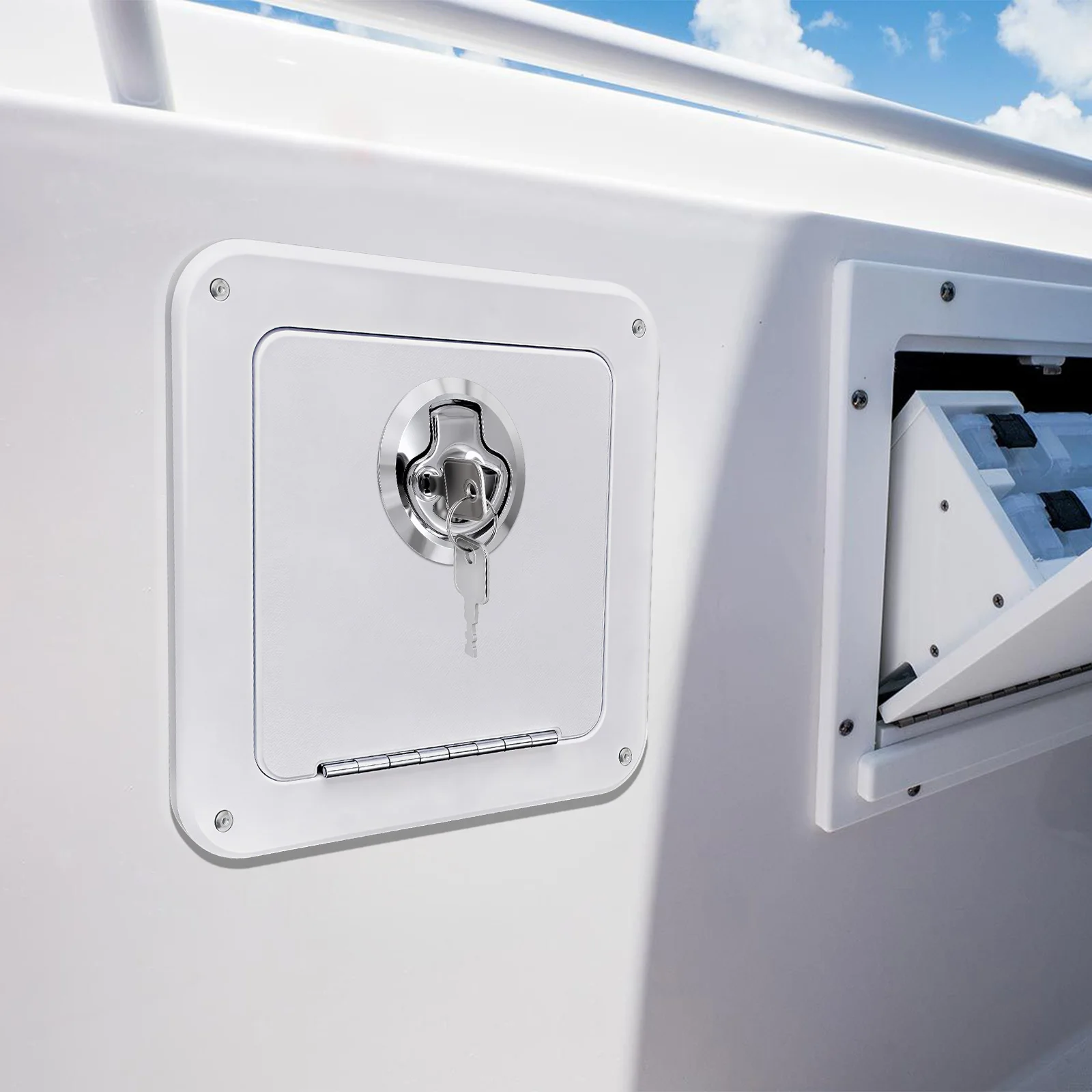 1, 2 oder 4 Stück 2-Zoll-Einbau-Klappenverschluss mit Deckelgriff und Schlüssel für Wohnmobile, Yachten, Boote und Camper – Detail 3