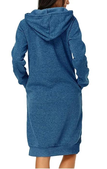 Autumn And Winter Hooded Pocket Dress Bottoming Shirt Mid-length Sweatshirt For Women Ropa Para Mujer Women\'s Sweatshirt