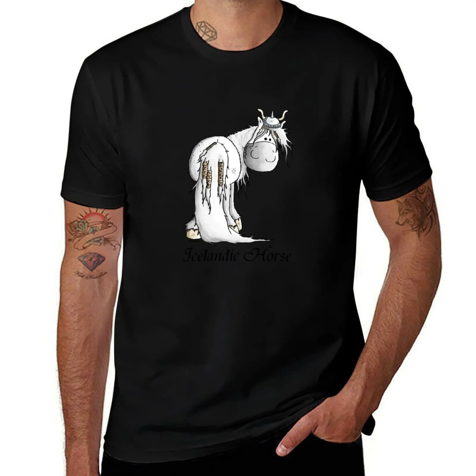 Funny Viking Icelandic Horse - Horses - Gift - Cartoon T-Shirt Dry Fit Athletic Short Sleeve Shirt T-Shirt