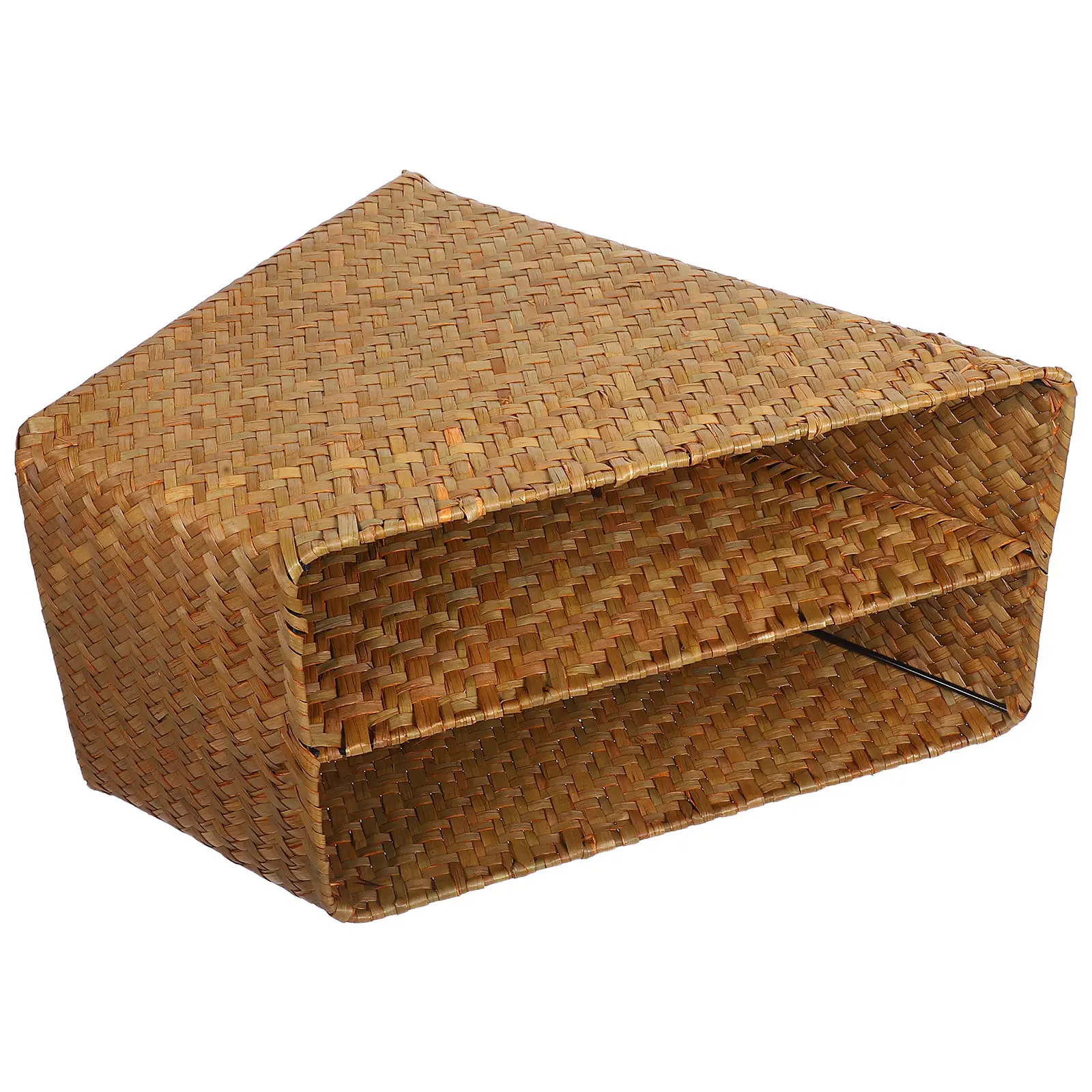 

Desktop File Organizer Woven Basket Retro Rustic Storage Box for Books Magazines Stationery Office Home Study Room Supplies