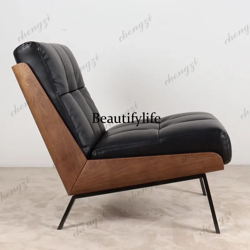 TTT Nordic modern sofa chair single leisure chair fabric walnut pattern designer reception small apartment