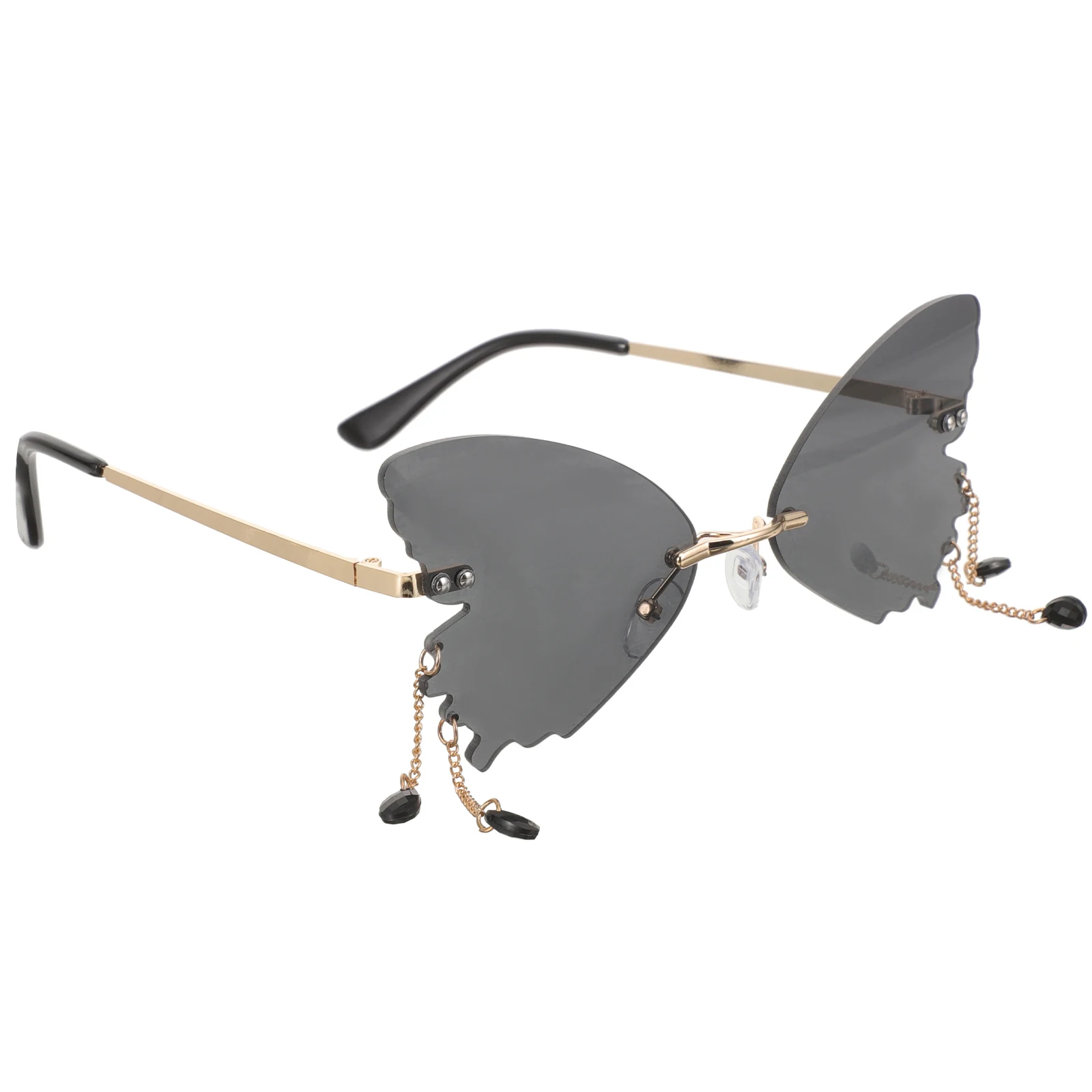 

Butterfly Sunglasses Rimless Glasses for Adults Beach Party Black PC Material Trendy Women Sun Glasses