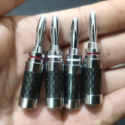 Free shipping QED Banana Plug No Welding Carbon Fiber Rhodium Plated Connector HIFI Audio Speaker Cable Connecto terminal