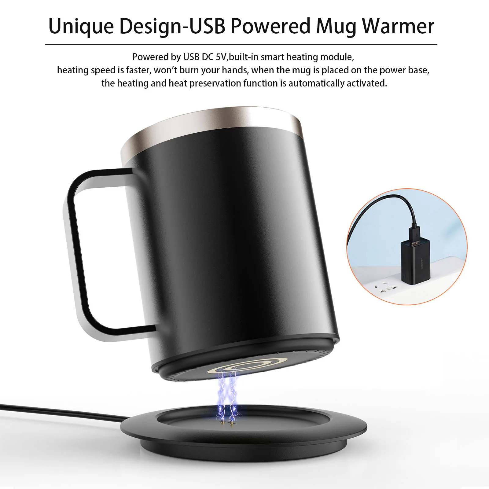 60℃ Coffee Mug Warmer Pad Cup Heater Coaster Constant Temperature Heating USB Electric Mug Mat Set Milk Tea Water Home Office