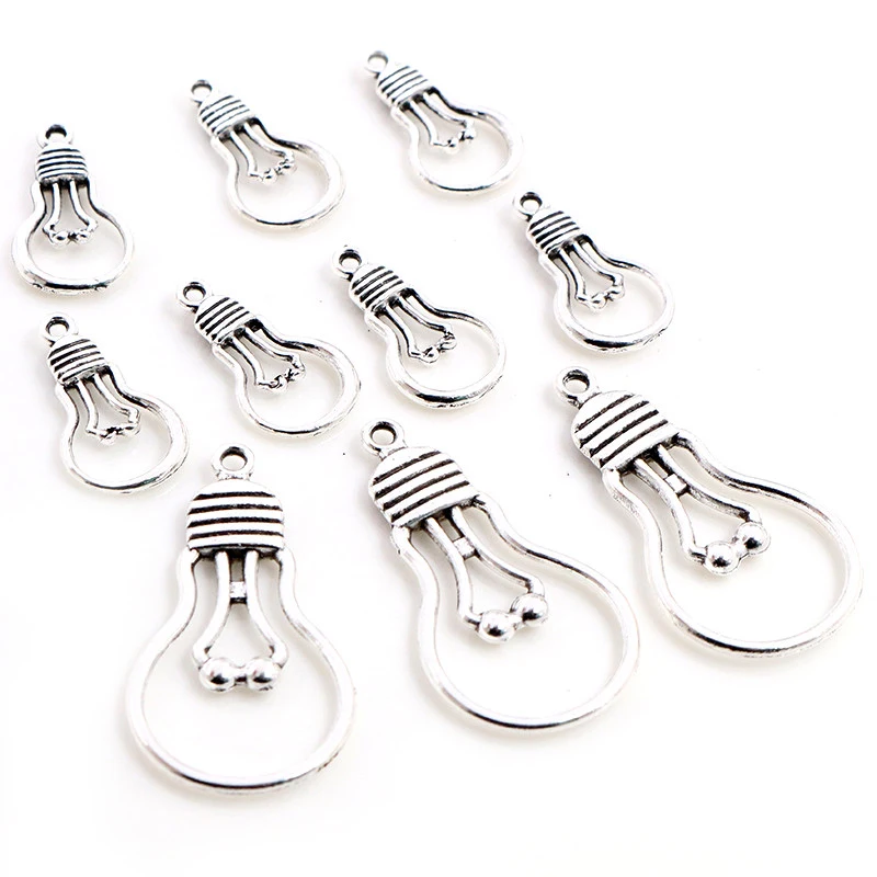 20pcs Light Bulb Charms Pendant 2 Sizes Alloy Metal DIY Jewelry Making Accessories for Necklace Earrings Supplies view 4