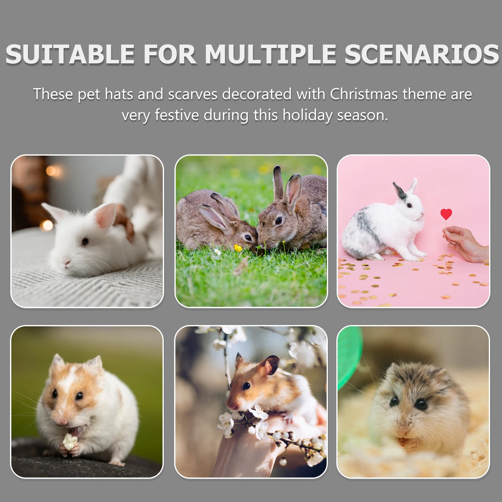 

4Pcs Winter Warm Christmas Pet Hat Scarf Set Small Animal Costume Guinea Xmas Party Accessories Rabbit Christmas Hat