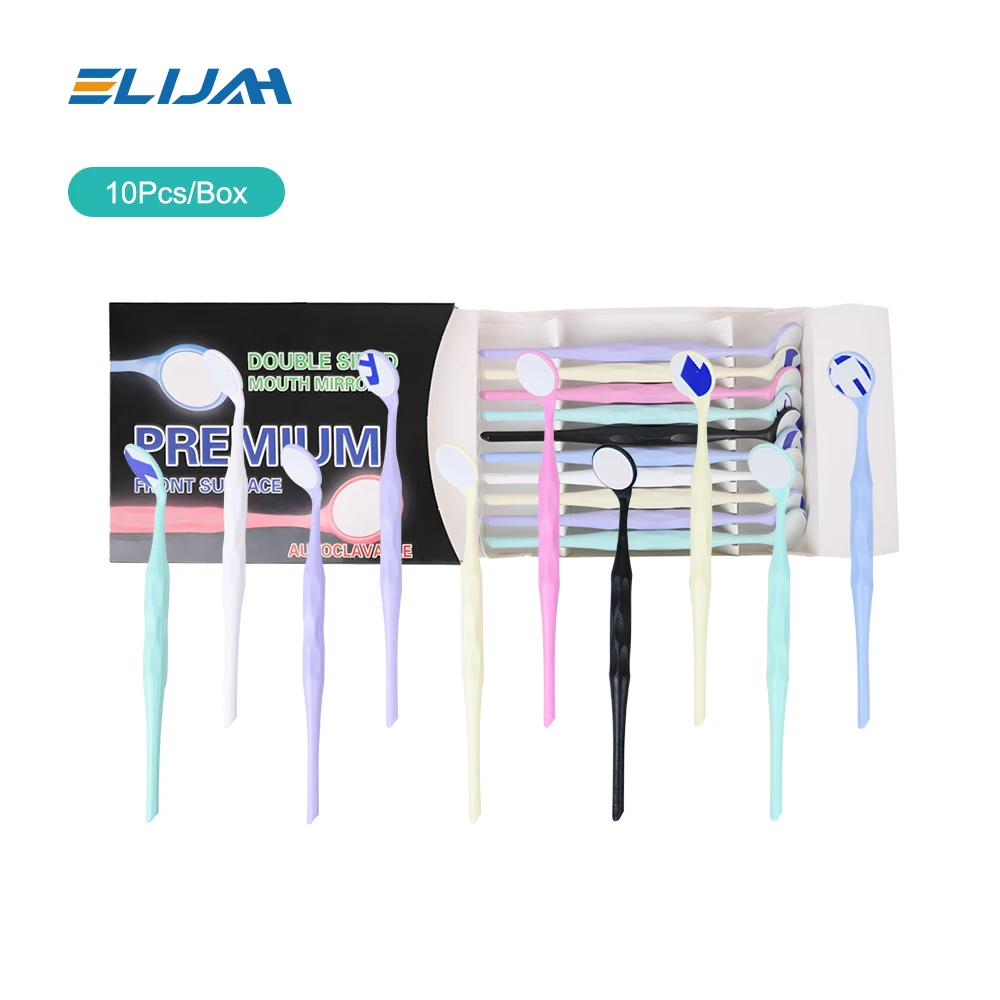 

ELIJAH 10Pcs/Box Dental Double Sided Mouth Mirrors Autoclavable Surface Exam Reflectors With Handle Oral Mirror Tooth Whitening