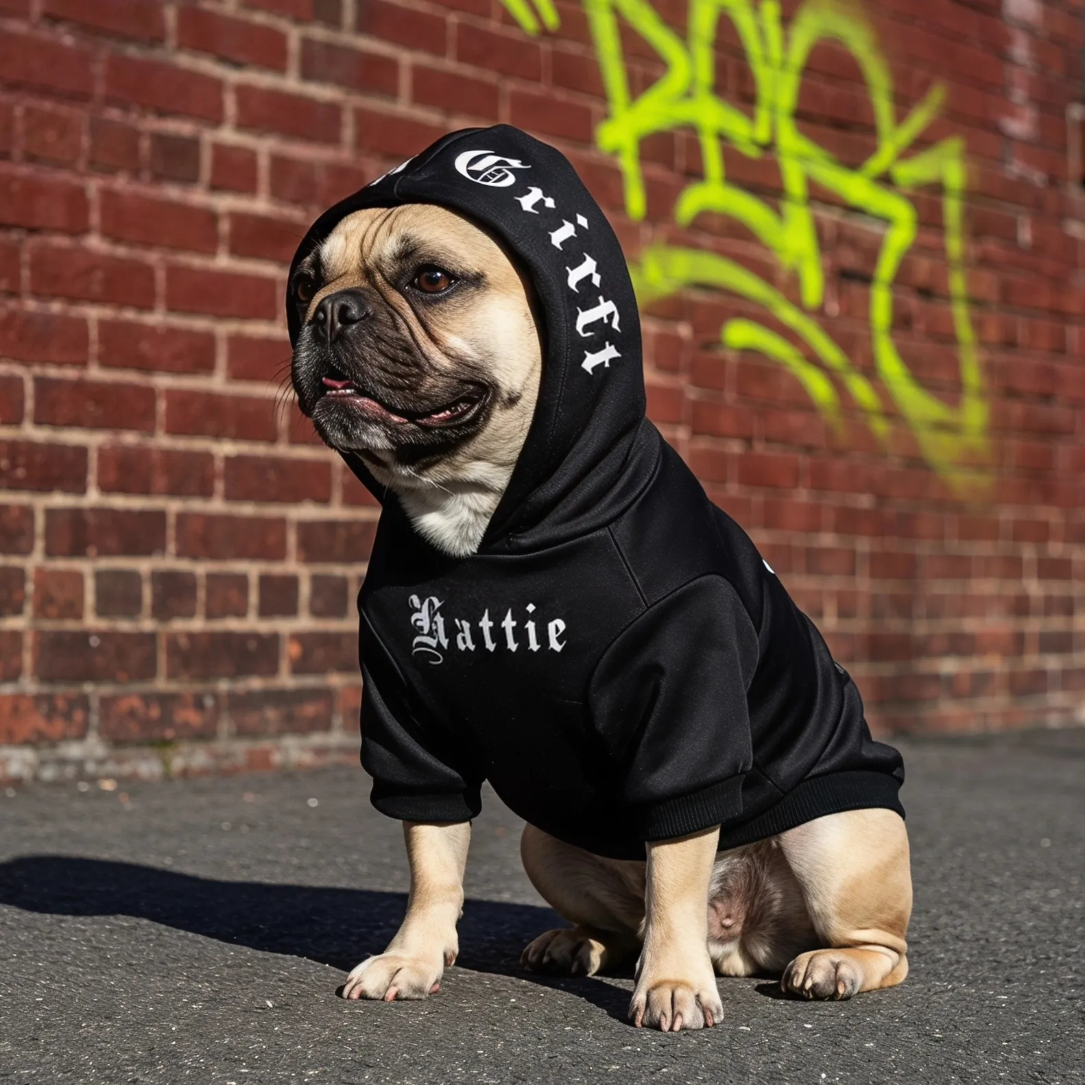 Dog hoodie, Gothic font print pet sweatshirt, trendy cool pullover dog top, soft and warm pet clothing