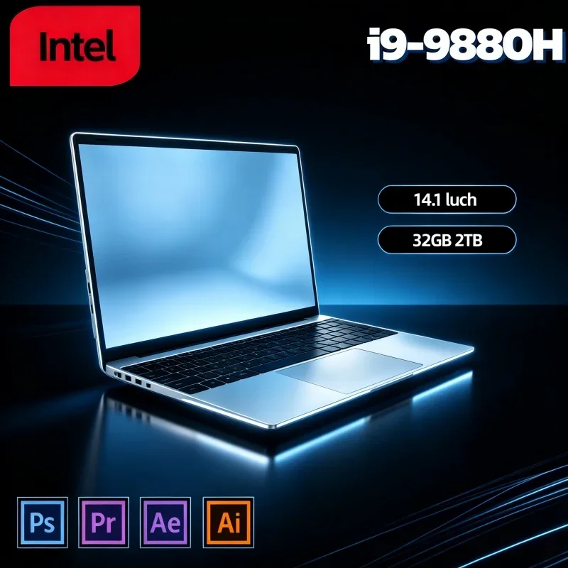 High Configuration 14.1 Inch Light Notebook Intel i9-9880H 120Hz 16/32GB RAM 2TB Fast SSD Home Office Laptop