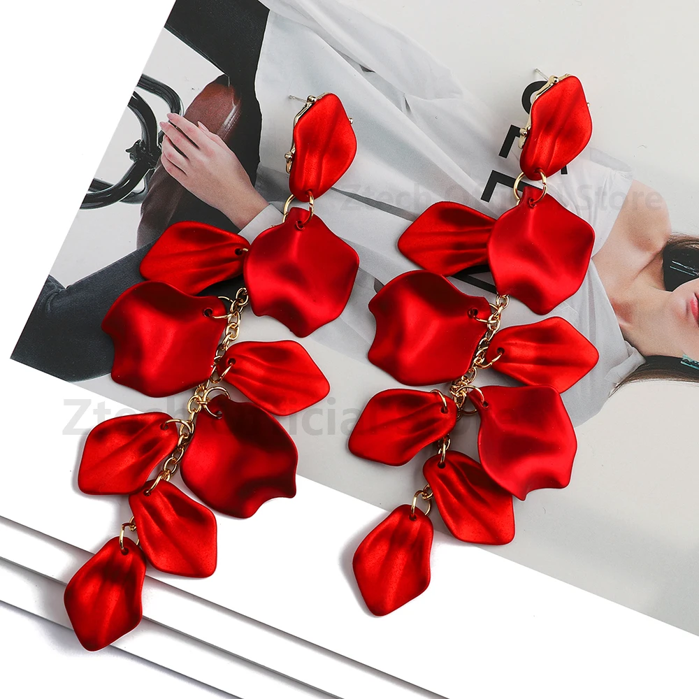 Romantic Sweet Multicolor Acrylic Petals Long Tassel Dangle Earrings For Women Luxury Wedding Party Fashion Jewelry Accessories image 4