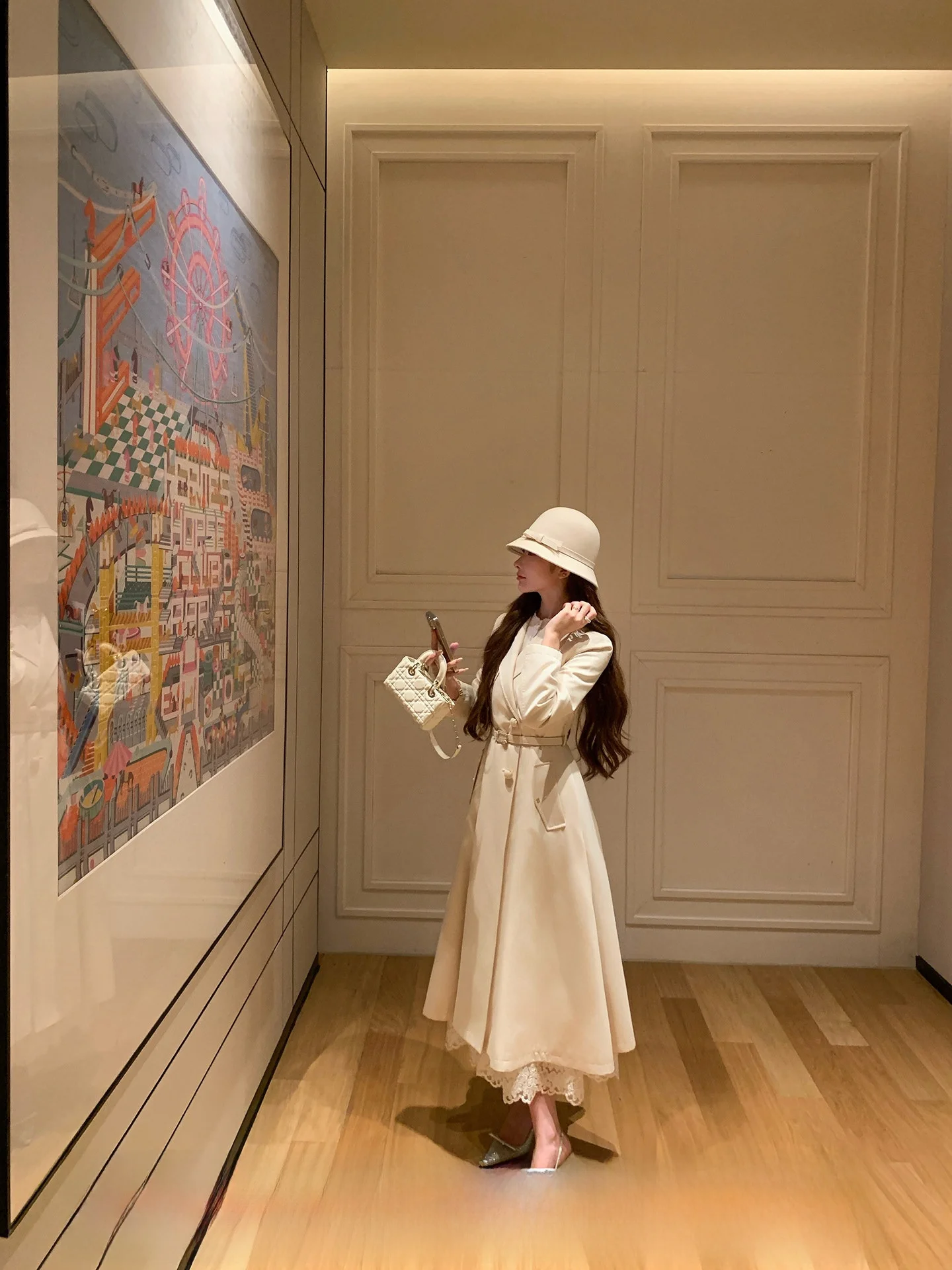 

Faionable Long Sve Windbreaker Jaet in Beige Color NMIOK Autumn New Sle Loose Fit Long Coat Women's Commute Wear