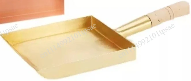 Pure copper frying pan, red copper brass square flat frying pan, wooden handle, non stick egg frying pan