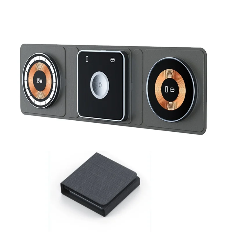 3-In-One Wireless Charger Pad สําหรับ iPhone/Iwatch/แม่เหล็กพับได้ 3 ใน 1 สถานีชาร์จไร้สายใช้งานง่าย