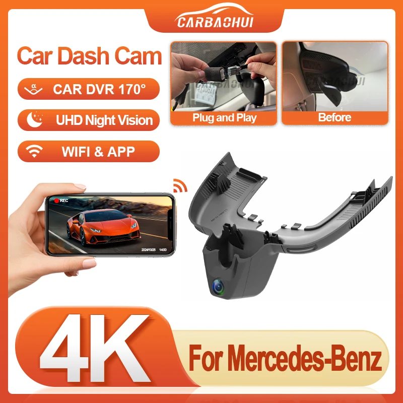4K 2160P Plug and play Wifi Car DVR Video Recorder Dash Cam For Mercedes-Benz GLE C167 GLE450 GLS gls400 GLS450 Deluxe 2019-2023