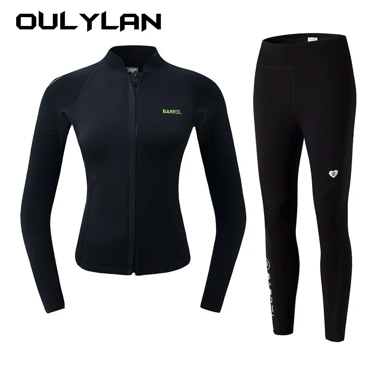 

Oulylan Diving Suit 2MM Women Wetsuit Split Long Sleeved Top Kitesurf Surf Surfing Spearfishing Jacket Pants Clothes Wet Suit