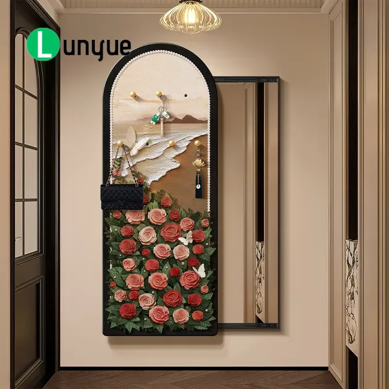 French Medieval Style Push Pull Full Body Mirror Hidden Storage Entrance Hanging Painting Decorative Wall Art Invisible Hole
