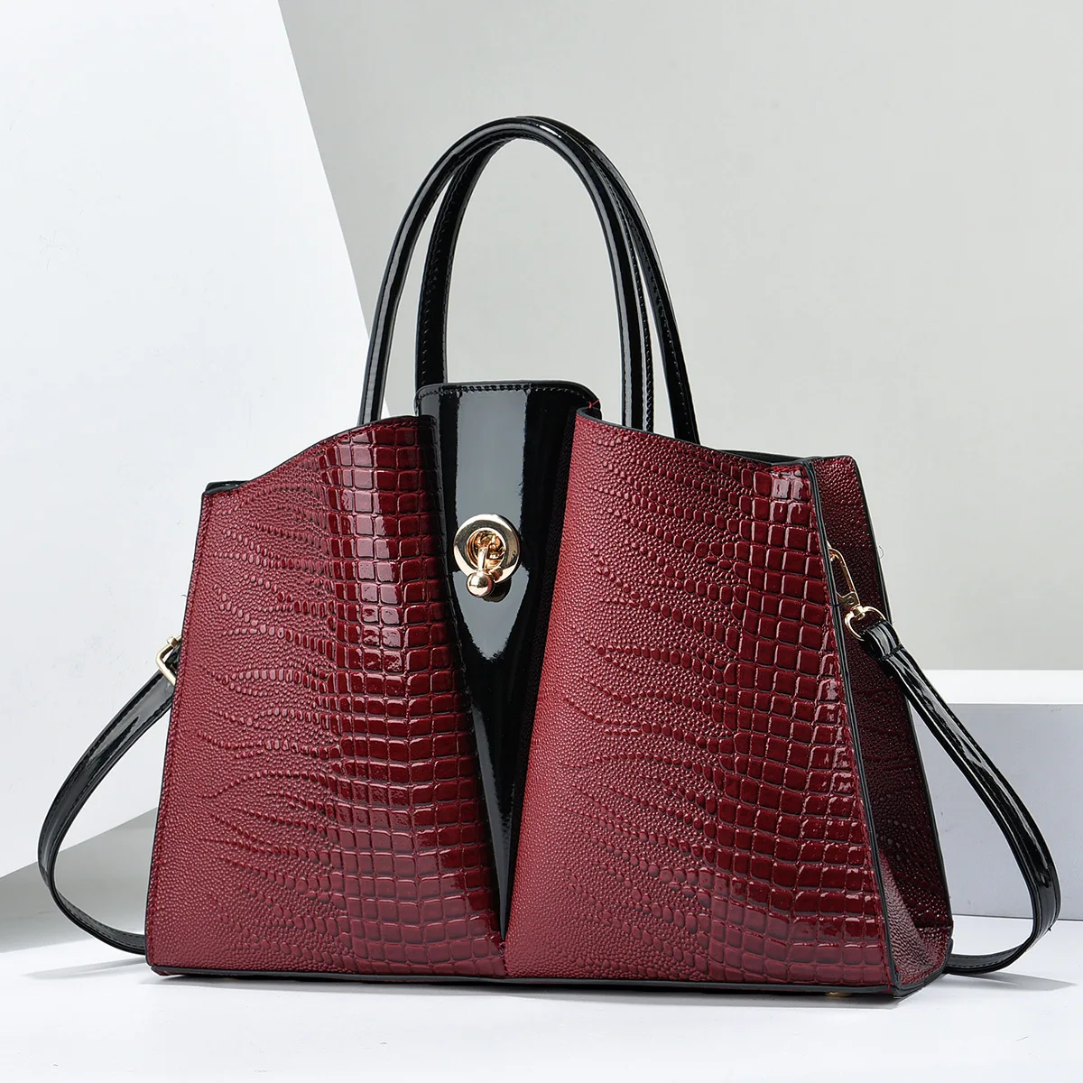 2024 Large Capacity Crocodile Patterned Crossbody Composite Bag High Quality PU Single Shoulder Tote Bags Women Fashion Handbags