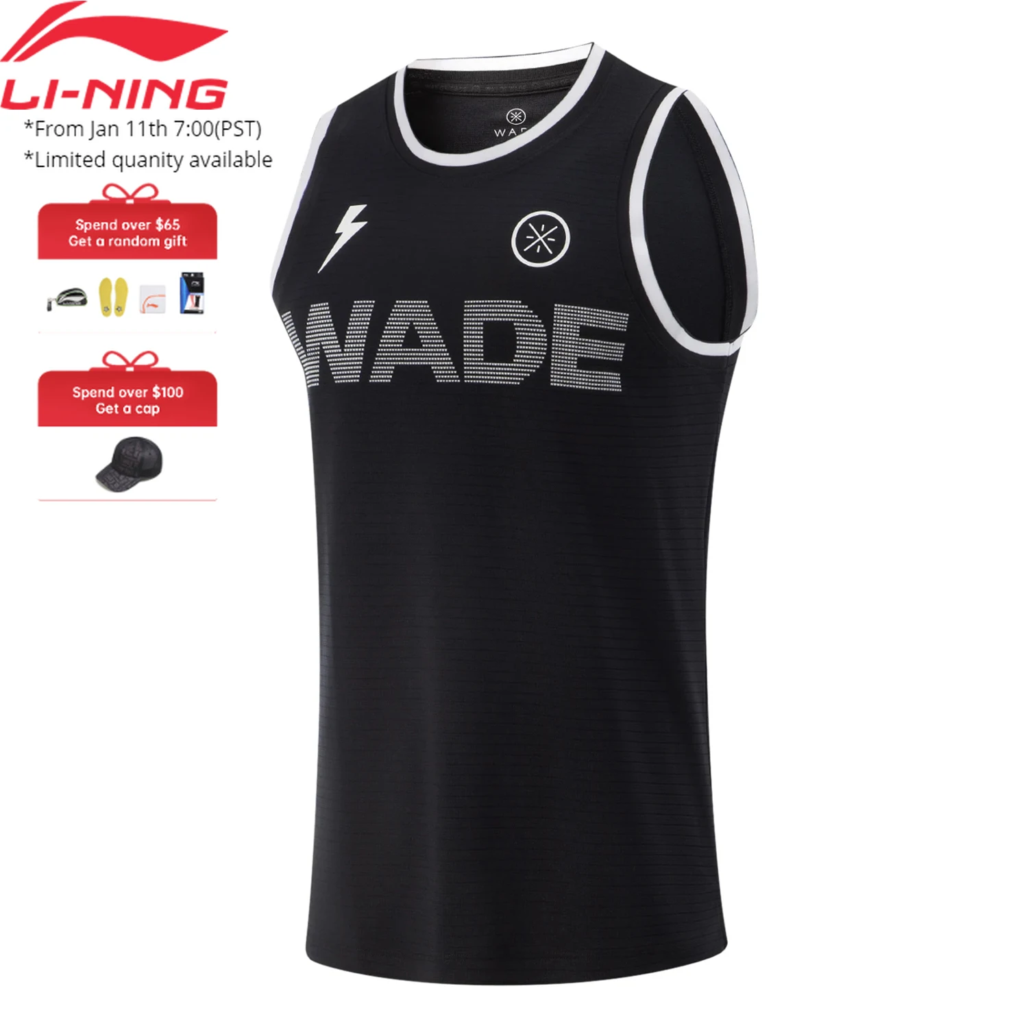 חולצת תחרות לגברים Li-Ning AT DRY ULTRA מפוליאסטר רגילה נושמת חולצות ספורט ללא שרוולים LiNing AAYV009