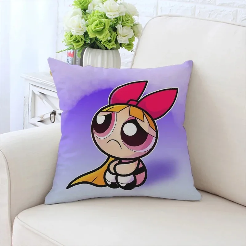 Customized pillowcase The P-Powerpuff Girls  printed sofa cushion cover chair cushion children's bed backrest gift