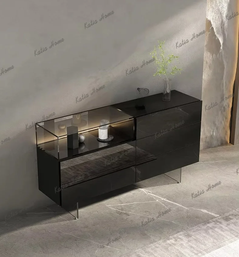 PG Light luxury six-chest cabinet solid wood porch drawer cabinet living room suspended against the wall dining side cabinetTJ