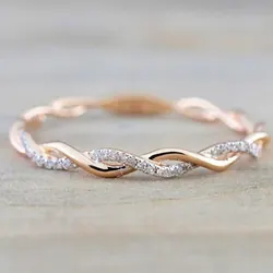 2025 New Stylish Simplicity Circle Ring for Women Fancy Twist Band Shiny Crystal Lovers Wedding Rings Accessories Jewellery Gift