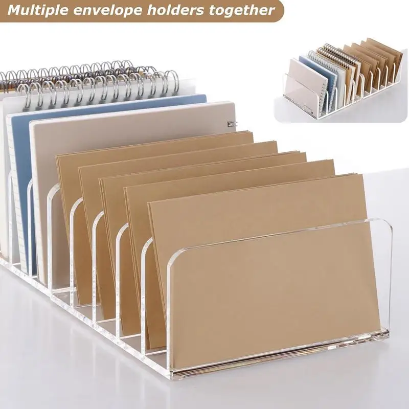 Acrylic Desk Organizer File Sorter With 5 Sections Transparent Mail Organizer Countertop Acrylic File Holder Vertical File Rack