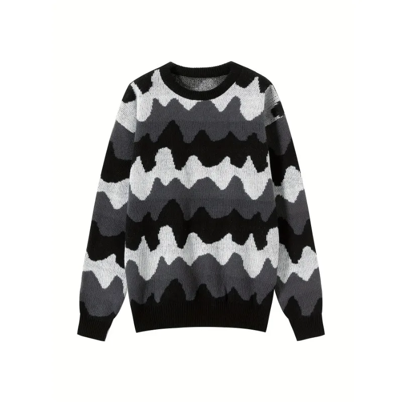 

Autumn and Winter Round Neck Pullover Loose Retro Knitwear Men's Long-sleeved Fashion Tops